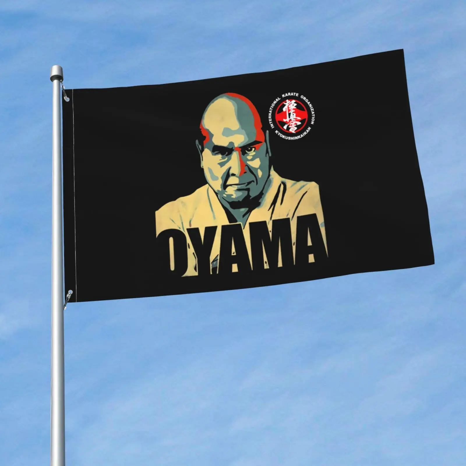 Master Masutatsu Mas Oyama Kyokushin Kai Karate Founder Dojo Flag Banner Grommets Vivid Color Sport Outdoor