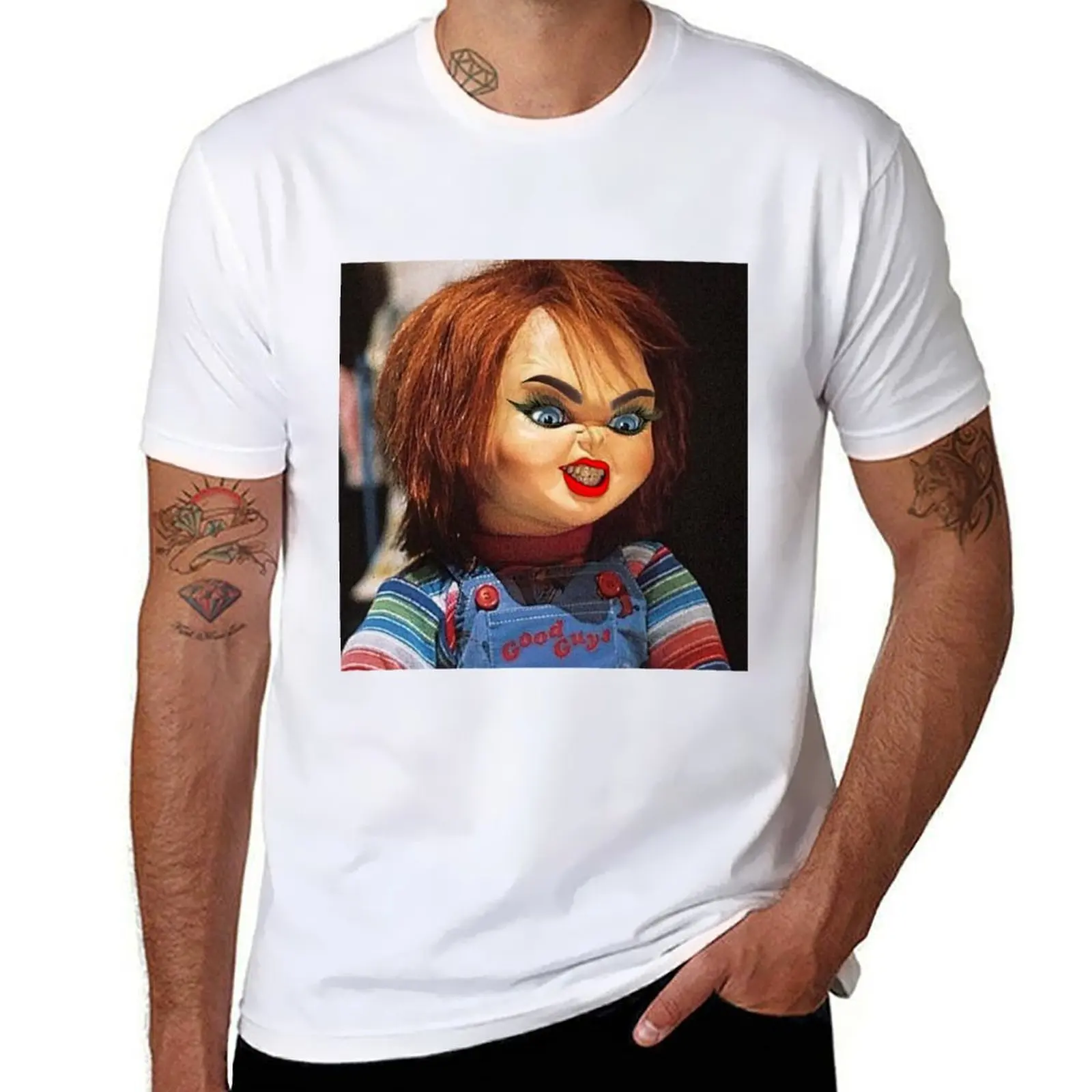 

Chucky with makeup T-Shirt man t shirt heavy cotton t shirts for man pack cotton T-Shirt