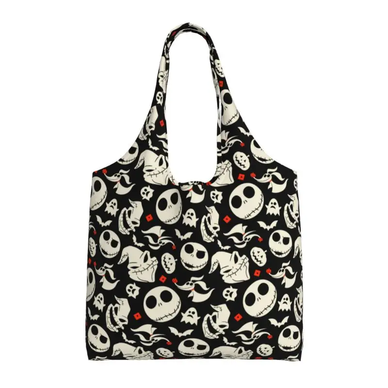 

Halloween Bats Devil Print Women Shopping Bag Ladies Reusable Eco Foldable Supermarket Handbag Storage Canvas Bags