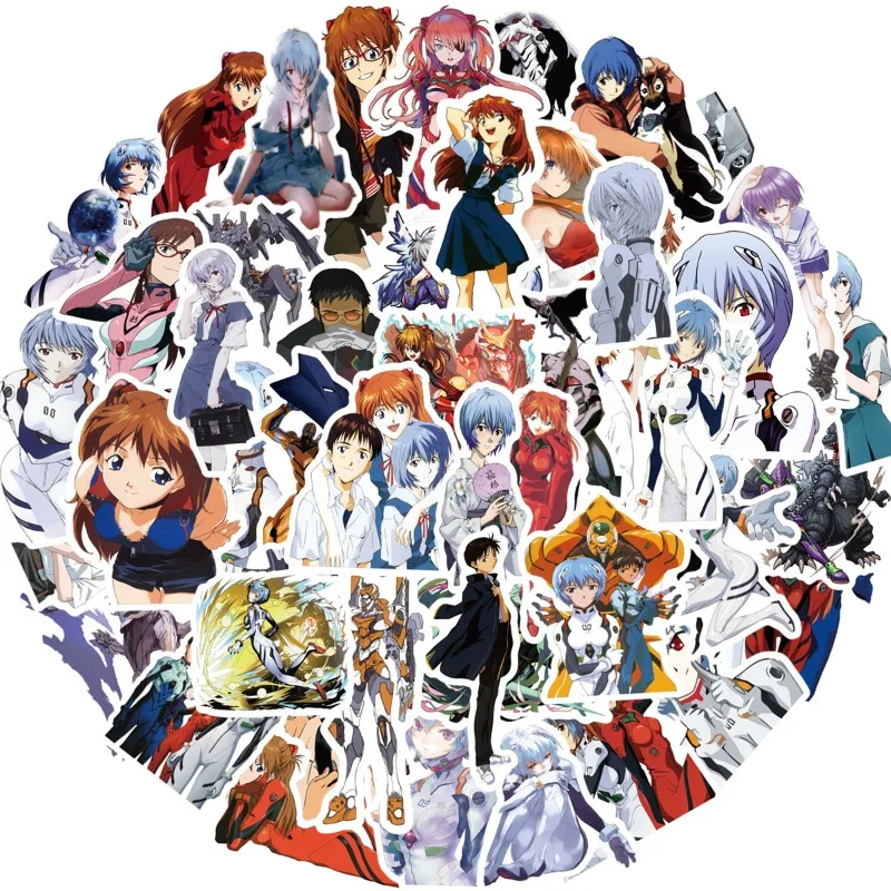 50PCS NEON GENESIS EVANGELION stickers high color value creative animation cartoon decorative mobile phone shell DIY stickers view 5