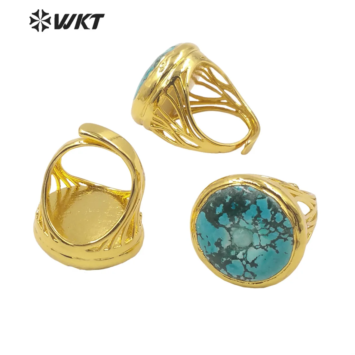 WT-R410   WKT 2022 Fashion Rings Natural Turquoises Stone Rings Adjustable For Lady Party Rings Trend Jewelry