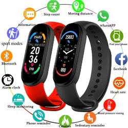 Montre connectée M6 pour hommes et femmes, moniteur d'activité physique, de fréquence cardiaque et de pression artérielle, étanche