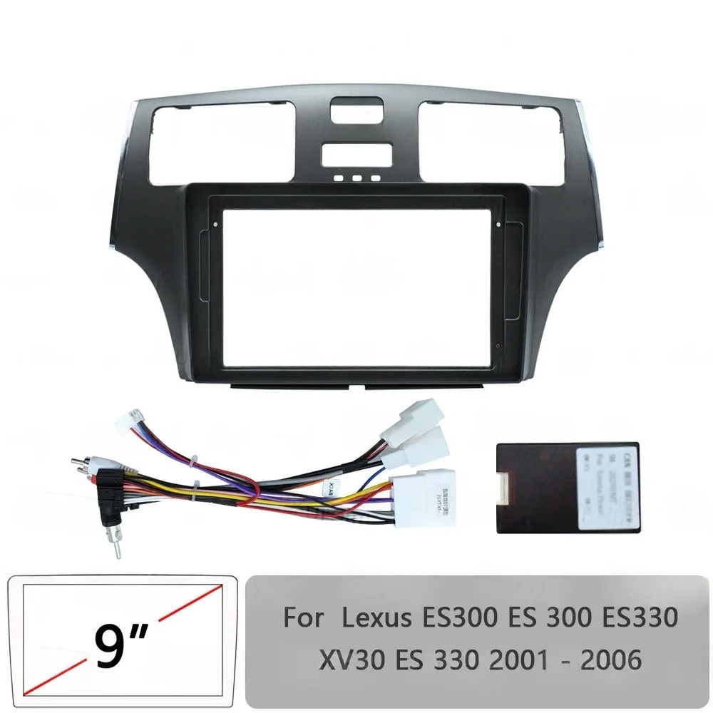 Рамка автомобильного радиоприемника для Lexus ES300 ES 300 ES330 XV30 ES 330 2001-2006 9-дюймовая 2-дюймовая стереопанель 16-контактный жгут проводов Canbus