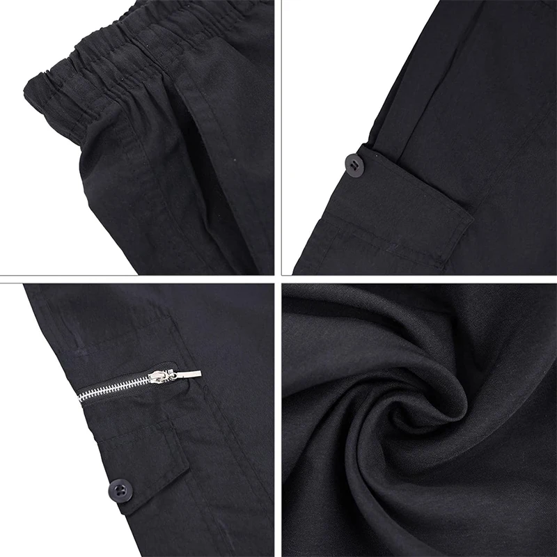 Picklion Men\'s Multi-Pocket Pants Outdoor Cargo Jogger Pant Work Hiking Tactical Loose Straight Trousers Sweatpants