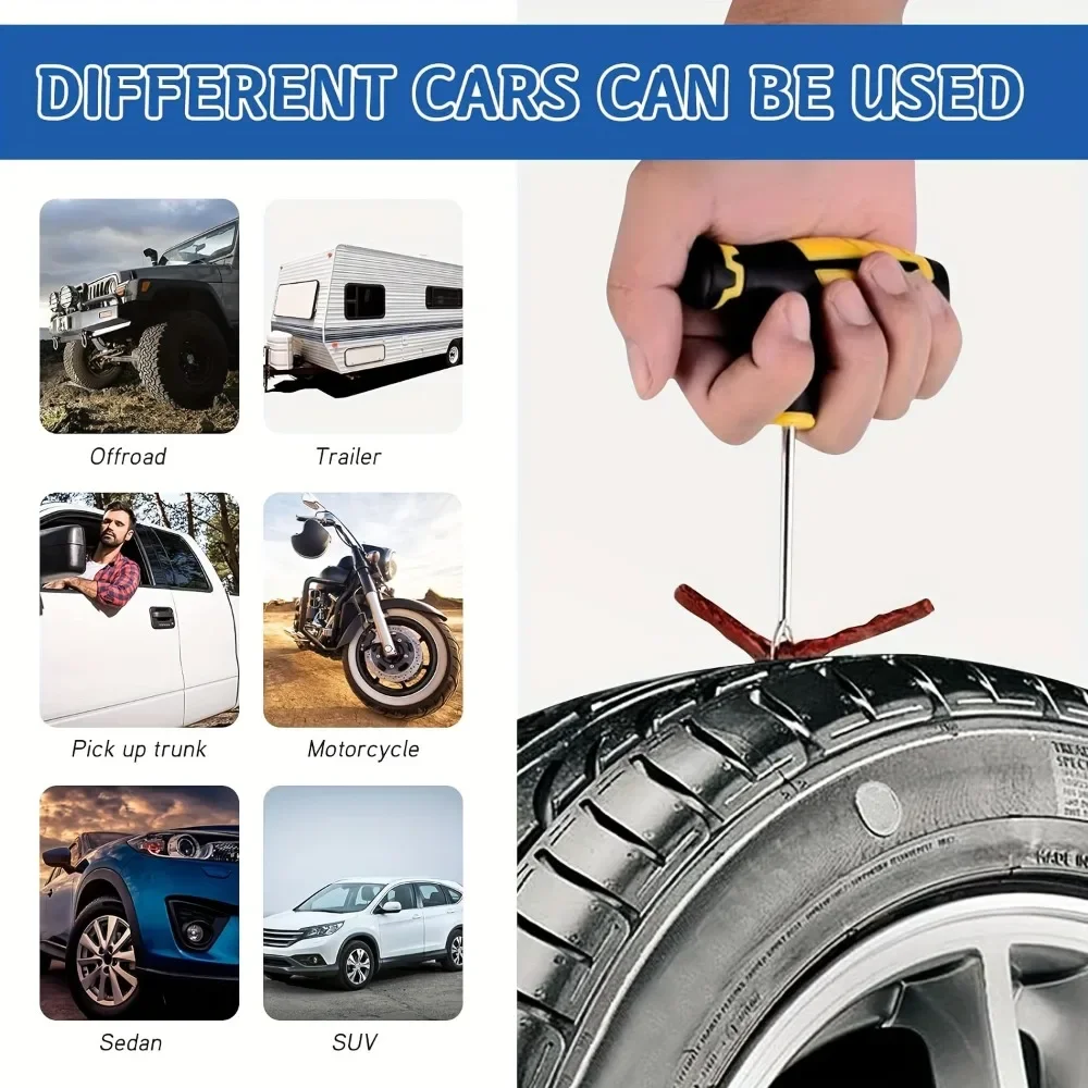 30 Pcs Universal Multi-Function Tyre Repair Kit with Pliers Valve Tools Storage Case for Car Motorcycle Bike Roadside Repair
