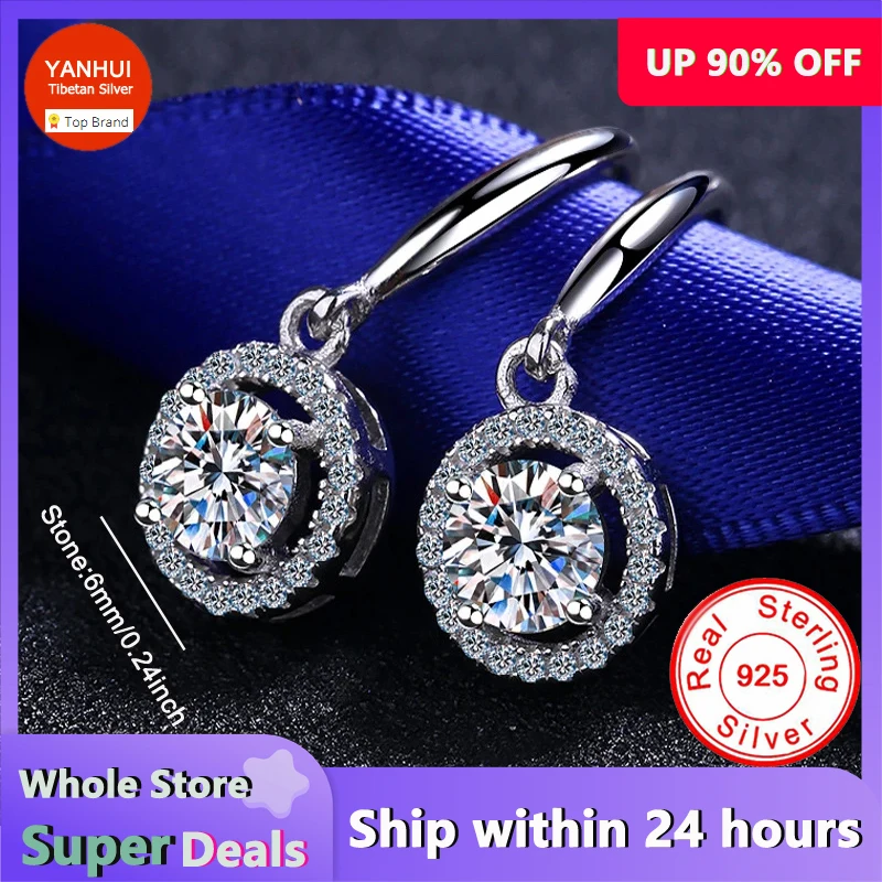 

New Trending 100% Certified 925 Sterling Silver Drop Earrings Fashion Zircon Diamant Stud Earrings Women's Wedding Accessories