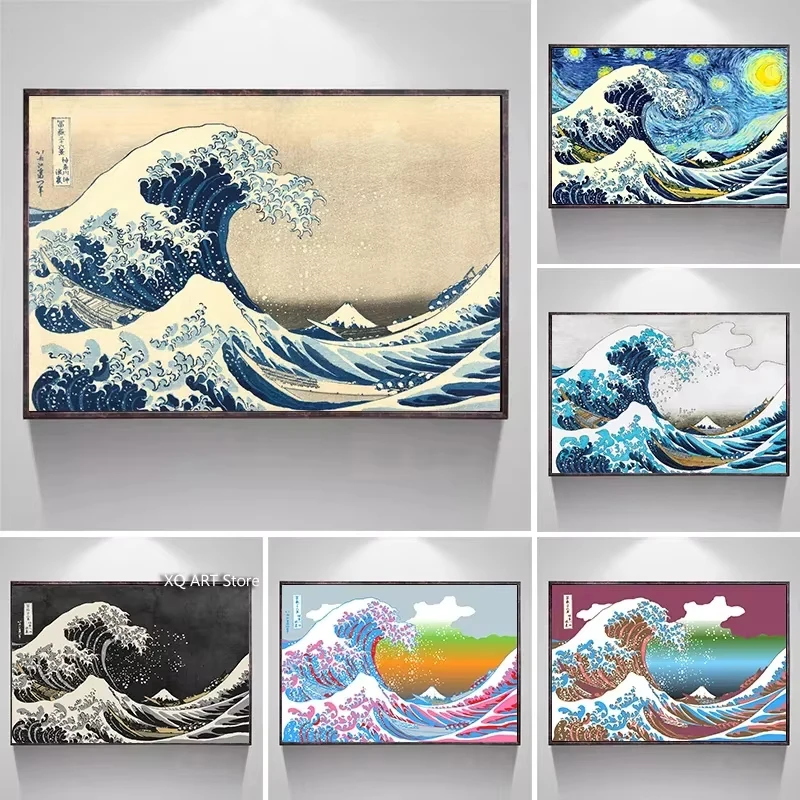 500/1000/1200/2000PCS Puzzle Hokusai Große Welle vor Kanagawa Retro-Poster für Erwachsene, Stressabbau, Denksportaufgabe, Geschenk