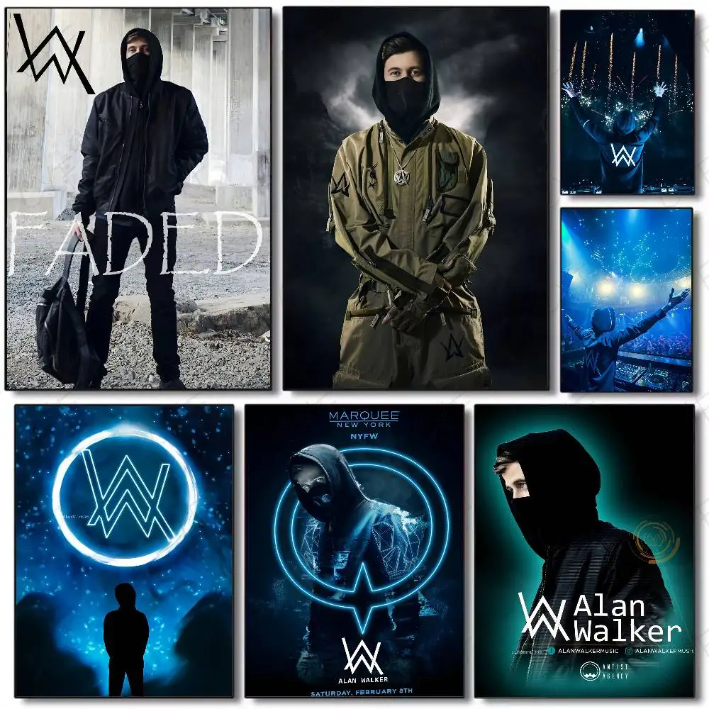 Популярный постер Singer Edm Rave Dj Alan Walker, самоклеящиеся настенные рисунки для гостиной, спальни, не выцветают, современные наклейки для домашнего декора