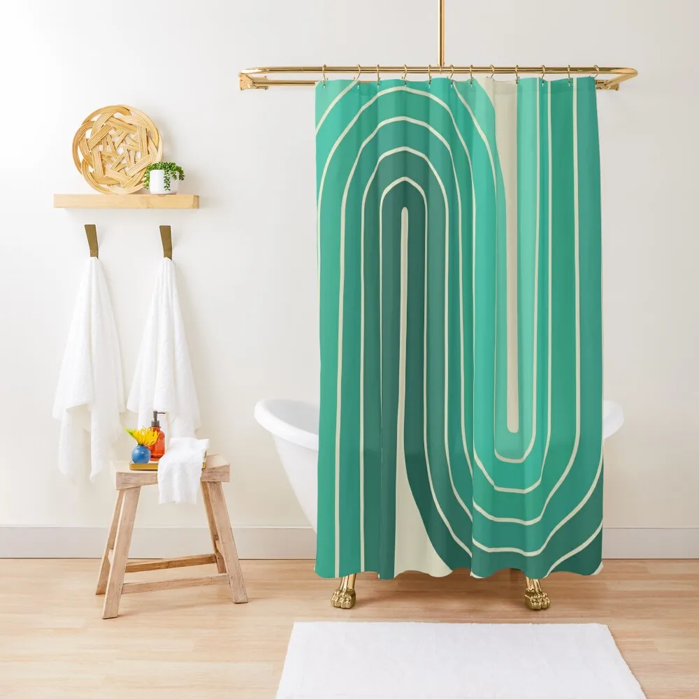 

Retro Geometric Double Arch Design 569 Shower Curtain Cover Waterproof Shower Anime Bathroom Bathroom Decor Curtain