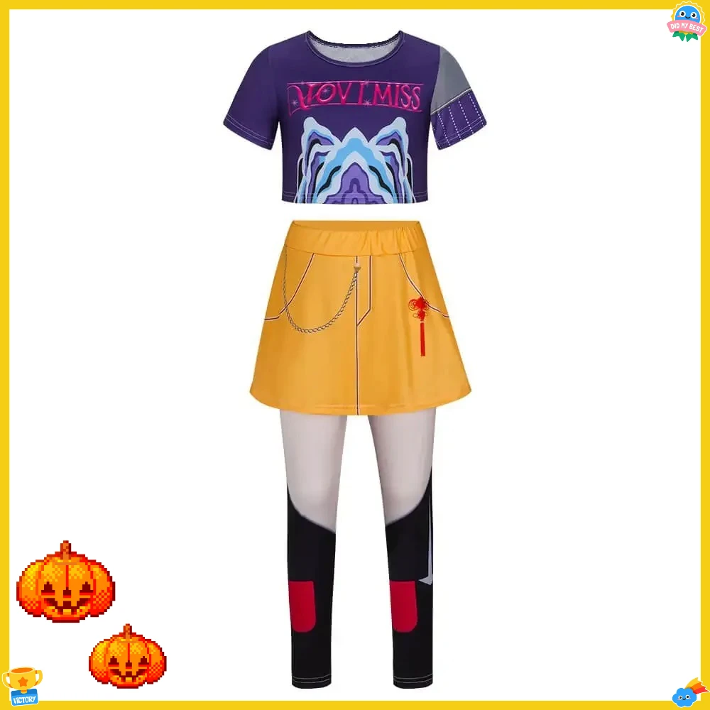 Perruque de Cosplay du film Kpop pour enfants filles, Mira Rumi Zoey chasseurs de démons, violet, noir, rouge, cheveux longs, accessoires de Cosplay d'halloween, 2025