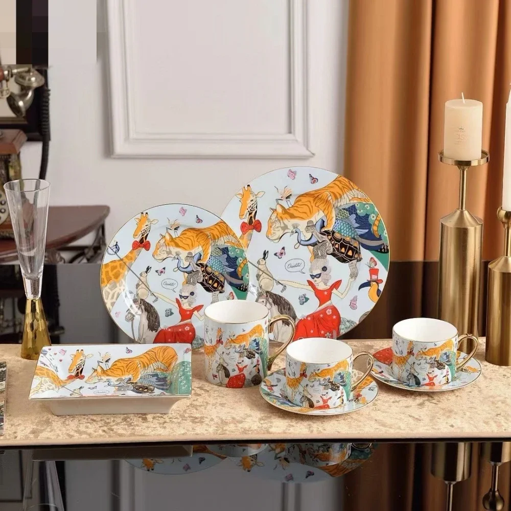 Dream Circus Coffee Set Suit Bone China Coffee Set European Afternoon Tea Teaware Gifts Gift Dinnerware Plate Set Dishes