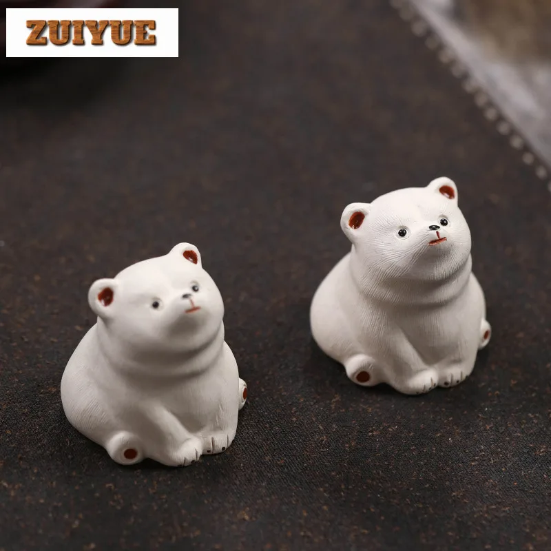 

Милый белый медведь, фиолетовая глина, животное, панда, чайное животное ручной работы, домашнее животное, дзен, чайный дух, чайная фигурка, игрушки, чайная статуя Цзыша, украшение, подарок