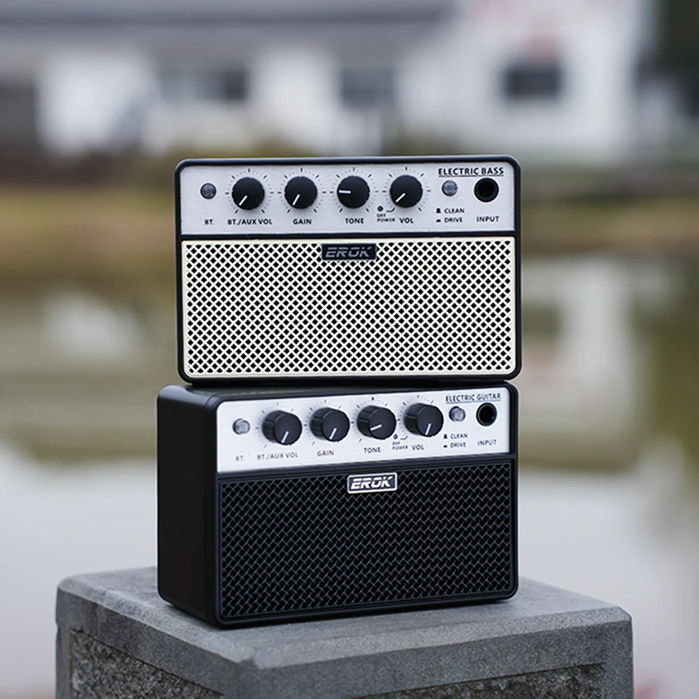 EROK Bass Mini Amp Bluetooth 5.1 Small Speaker Mini Amplifier With Clean/drive Effects Built-in Recharge 3000mAH Battery