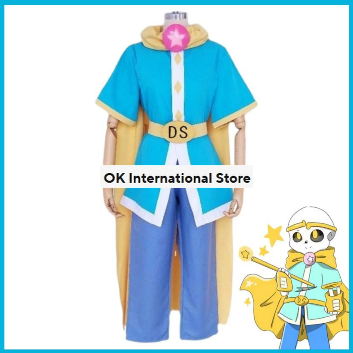 Anime Game Undertale AU Dream Sans Cosplay Costume Yellow Cloak Cape Warrior Combat Uniform Adult Man Carnival Halloween Suit