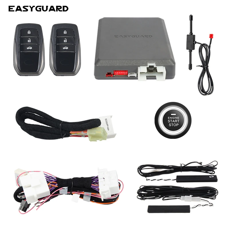 EASYGUARD plug and play can bus data button start fit for Toyota fortuner 2013-2015 pke car alarm remote start stop
