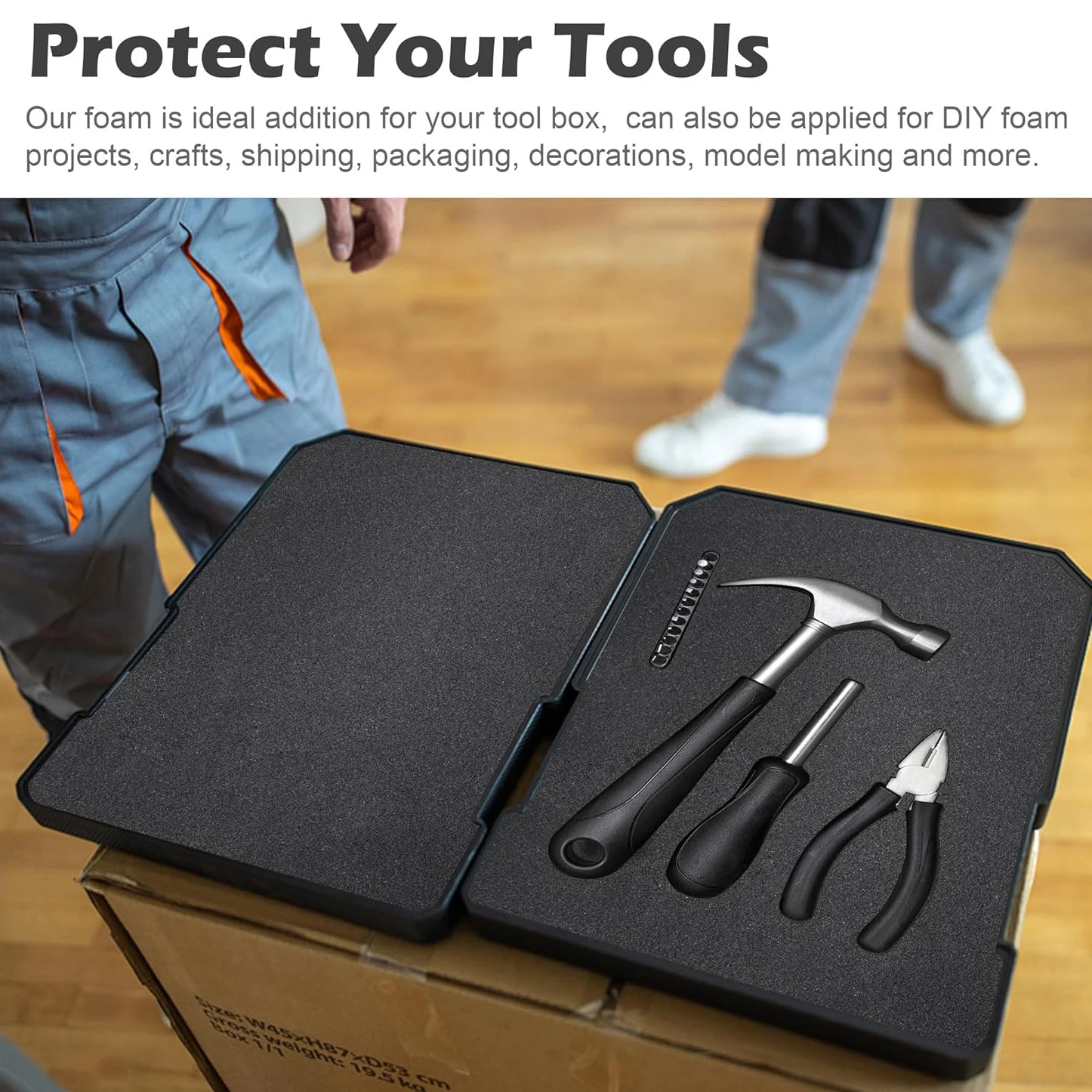 4 قطع من ألواح الرغوة اليدوية القابلة للقطع باللون الأسود، حشوات توسيد من مادة البولي يوريثين تستخدم لصندوق الألعاب وحافظات تخزين