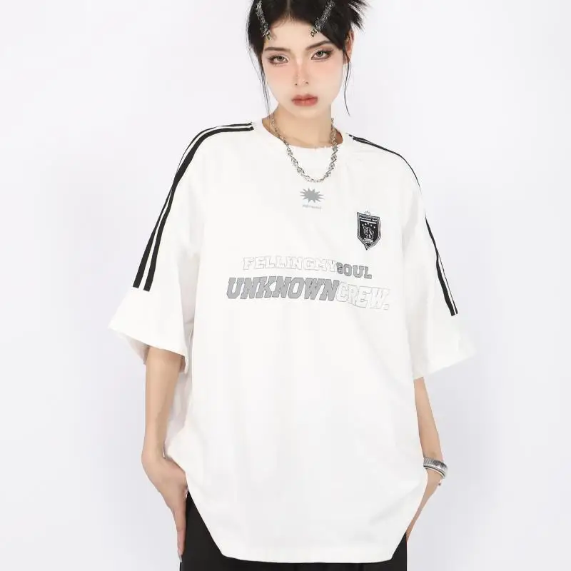 

American Style Short Sleeves Oversized Women Short Sleeved T-shirt For Women 2025 Summer, Casual Half Sleeved Top For Man