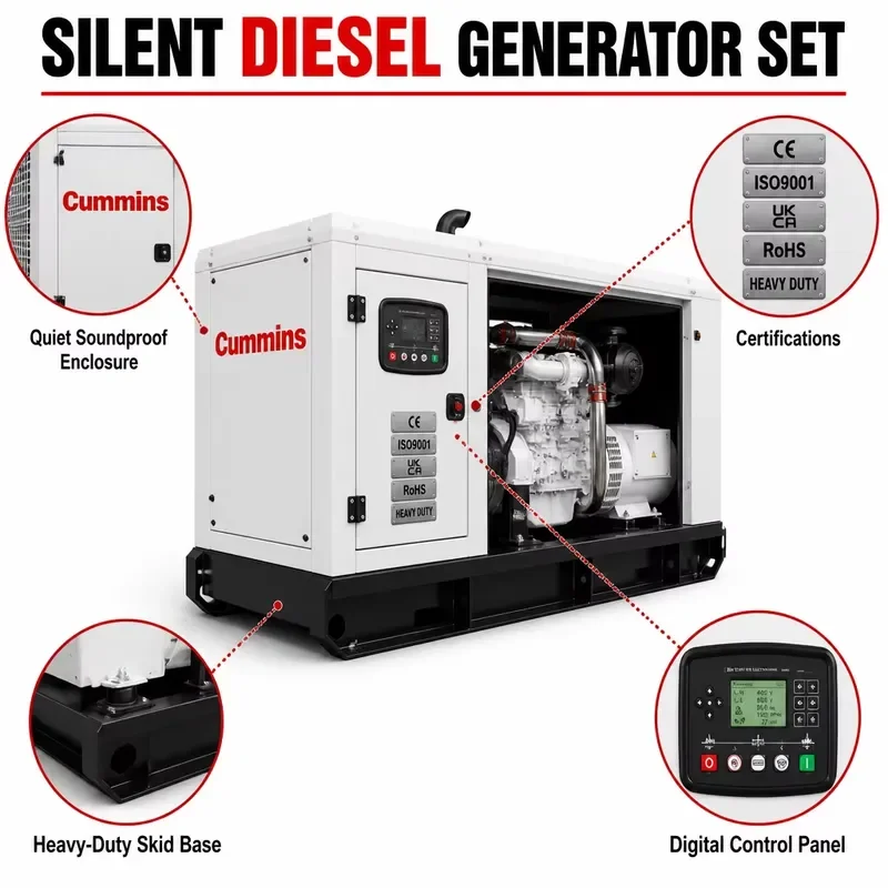 Super Silent Generator Set Weichai Engine Low Noise Enclosure for Telecommunication Station Power Supply