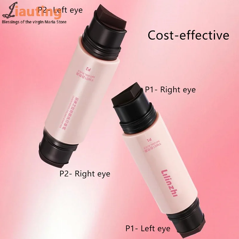 ปากกาอายไลเนอร์แบบแม่พิมพ์สองหัว กันน้ำ สีดำ/น้ำตาล ติดทนนาน แห้งเร็ว เครื่องสำอาง