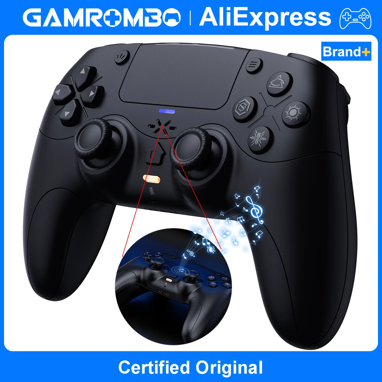 

For Playstion5/PS5/PC/iOS/Steam Gamepad BT Wireless Controller Dual Vibration Marco/Turbo Trigger Mute Function 3.5mm Audio Jack