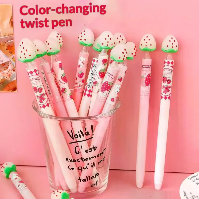4/5Pcs Cute Strawberry Erasable Pen Light Absorption Color Changing Pen Light Absorption Color Changing Pen Office Supplies
