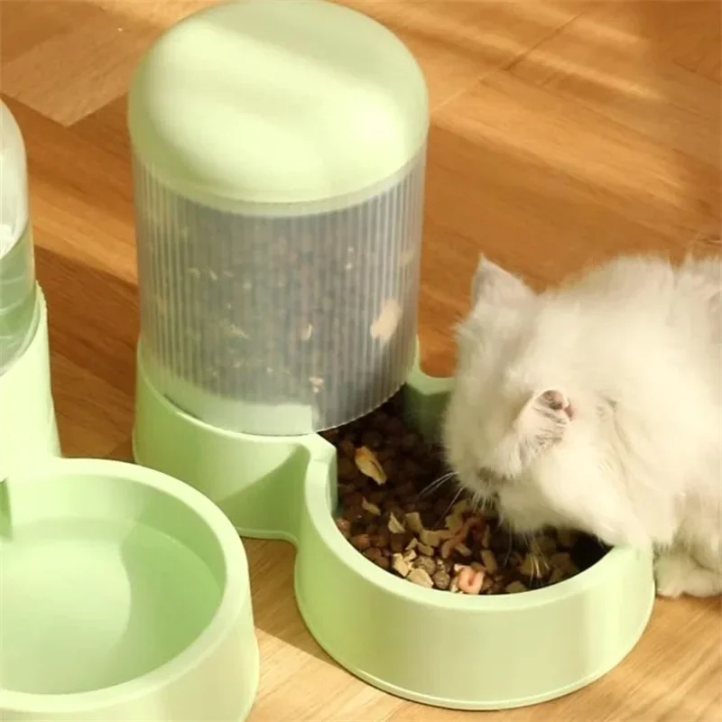 2100ML Auto Food Feeder Dispenser Dog Cat Bowl Feeder For Pet Bowl Combination Automatic Feeding Water Bowl Transparent Design