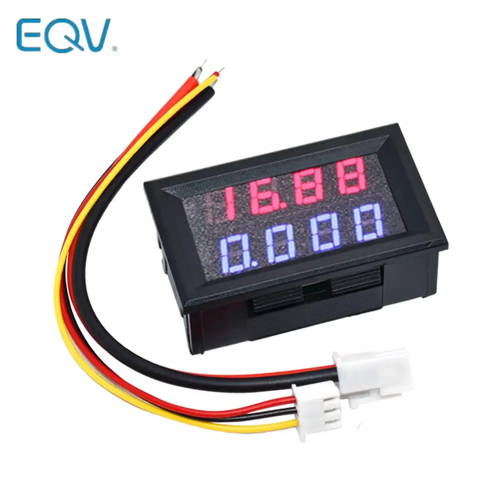 0.28 Inch Digital DC Voltmeter Ammeter 4 Bit 5 Wires DC 200V 10A Voltage Current Meter Power Supply Red Blue Dual Display