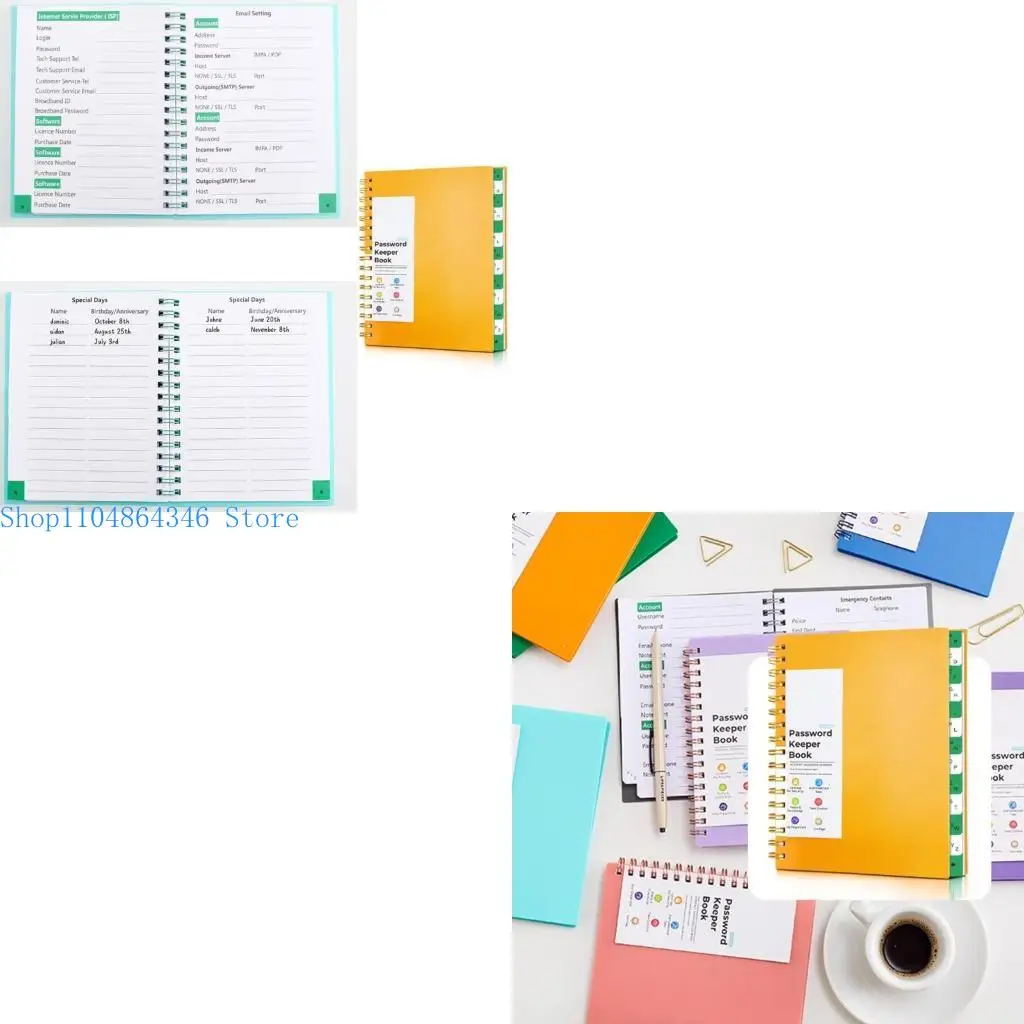 

5ASD Spirals Notebook Адреса книги «Адреса» с алфавитами индекс для дома