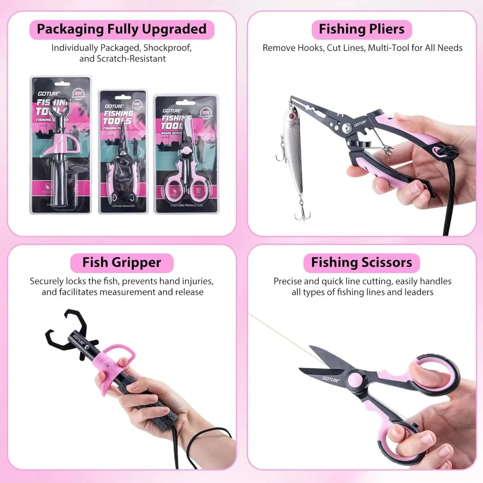 Pink Fishing Rod and Reel Combo, All-in-One Fishing Kit:Telescopic Rod,Spinning Reel,66PCS Lures Tackle Bag,Fishing Gear