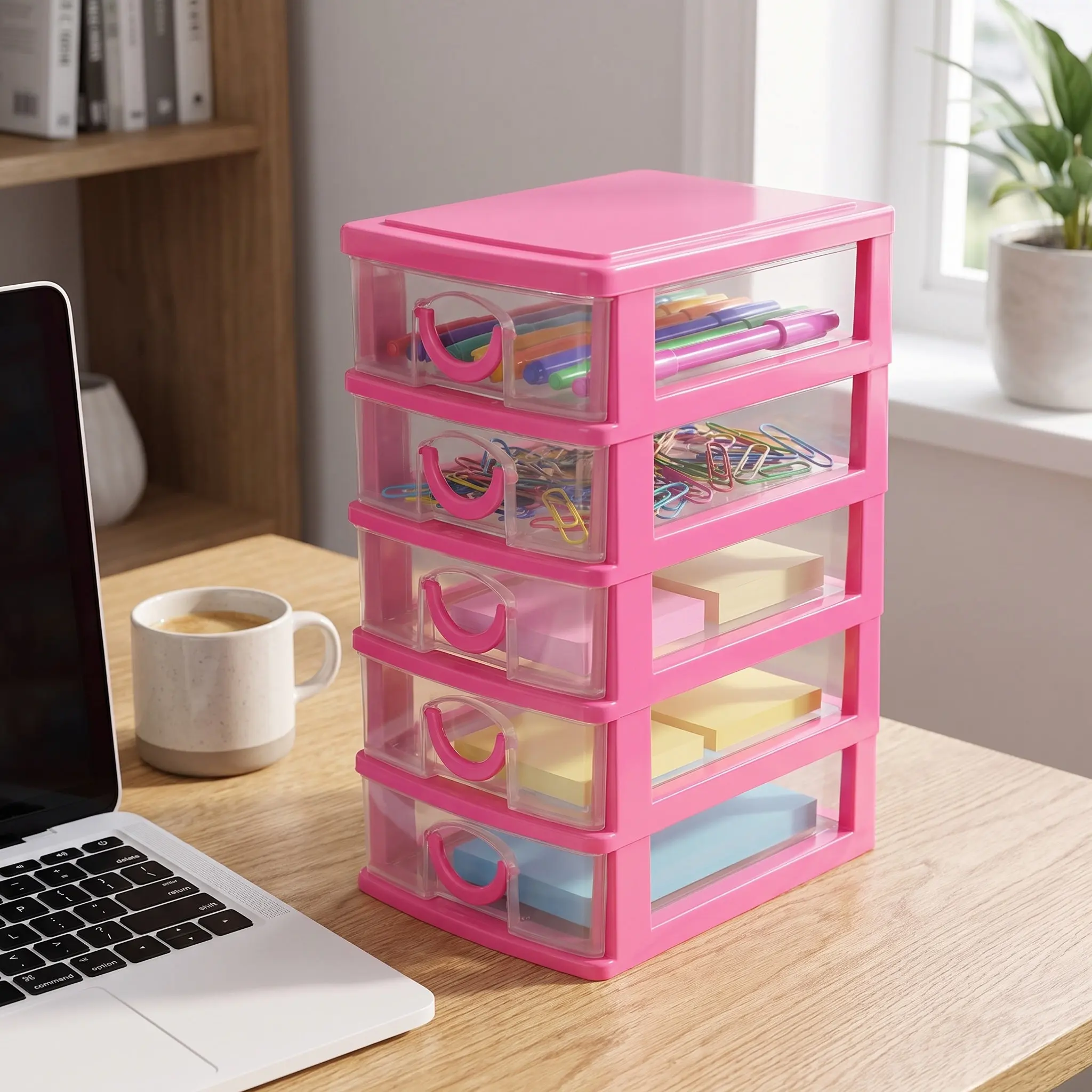 5 Layers Clear Desk Organizer Multi Drawer Desktop Storage Box for Jewelry Makeup Office Supplies Clear Desk Organizer
