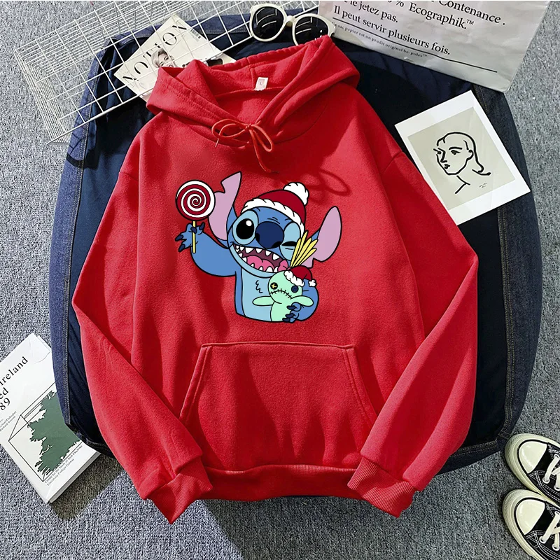 90s Hoodies Kawaii Christmas girls Kawaii Lilo Stitch Hoodie Women Stitch Cute Manga Sweatshirts Y2k Streetwear Female Hoody