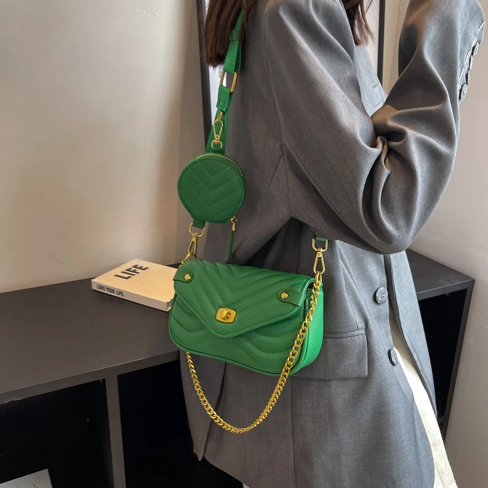 Brand Crossbody Bags Luxury Designer Women Handbag and purse 2 Pc/Set Embroidery Thread Chain Shoulder Messenger Bag Bolso Mujer