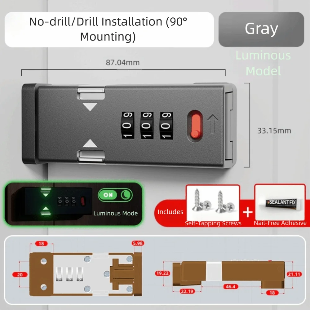 

Регулируемый кодовый замок для шкафов, повышенная безопасность, из цинкового сплава, устойчивый к коррозии, дверной засов для шкафов