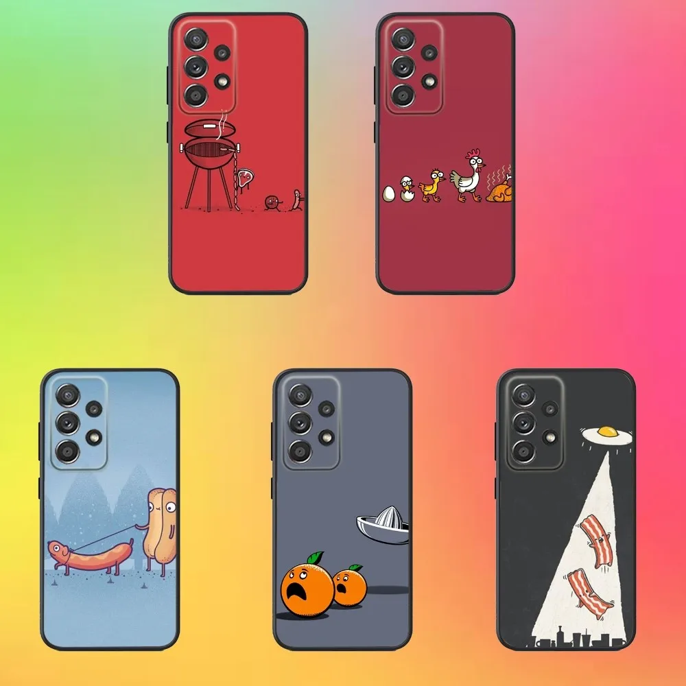 

Cartoon Cute Food Phone Case For Samsung S25,S24,S21,S22,S23,S30,Ultra,S20,Plus,Fe,Lite,Note,10,9,5G Black Cover