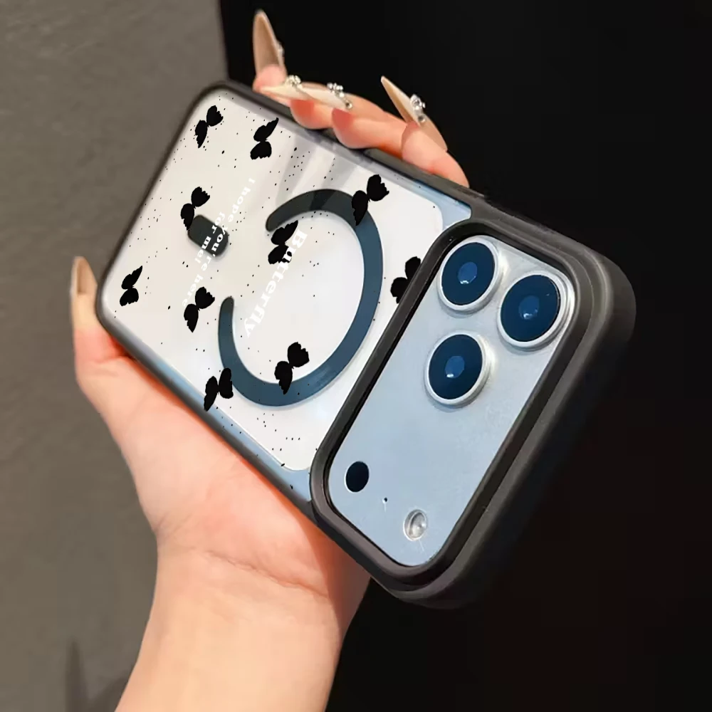 Niedliche Schleifenmädchen Transparente Hülle für Magsafe iPhone 15 Pro Max 17 16 15 14 11 13 12 Pro Max Plus Hüllen Magnetisches Kabelloses Laden Fundas – Detail 9