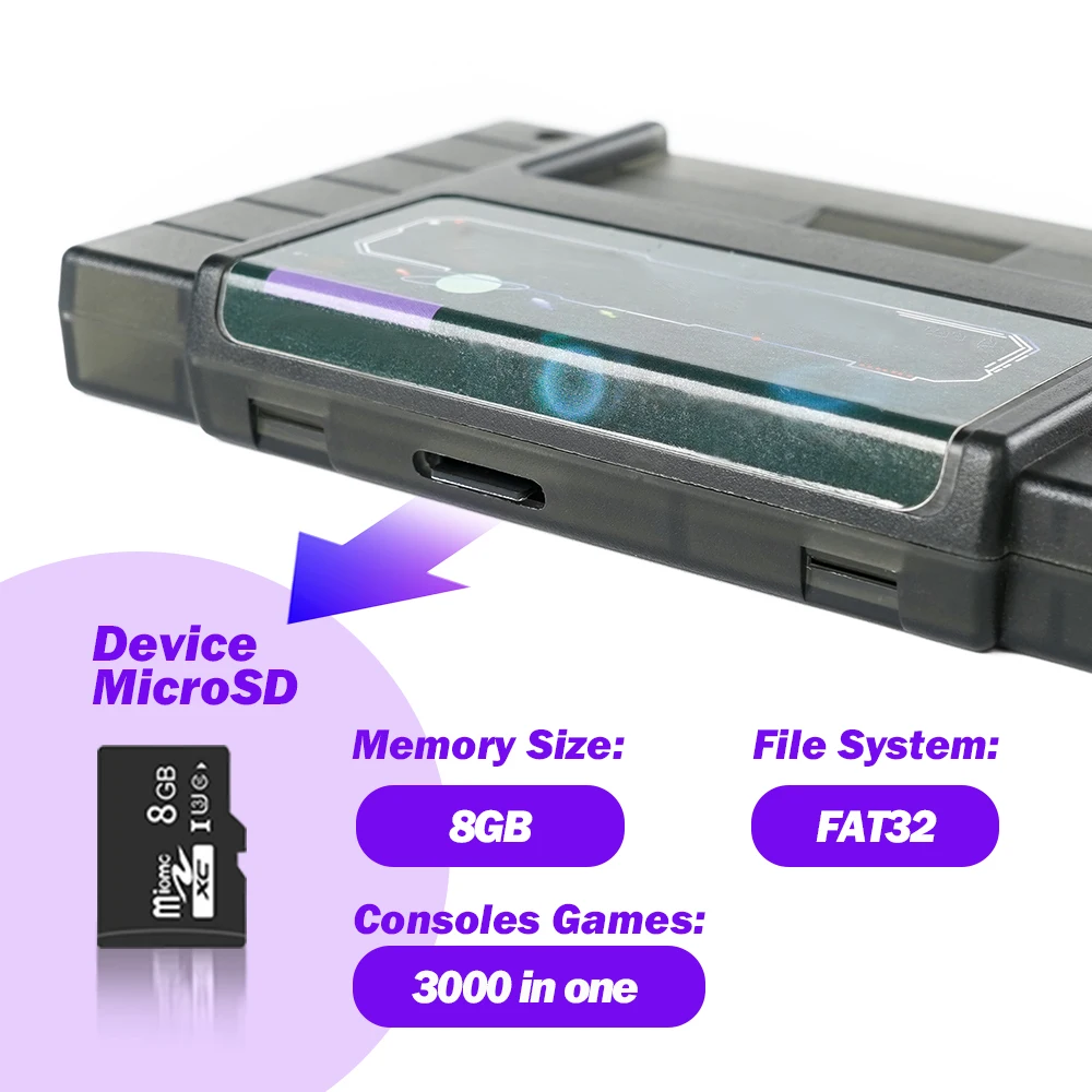 닌텐도 미국 버전 SNES SFC 슈퍼 패미콤 게임 콘솔용 게임 카트리지, 3000 in 1 게임 카드 V1, 8GB TF 카드 포함