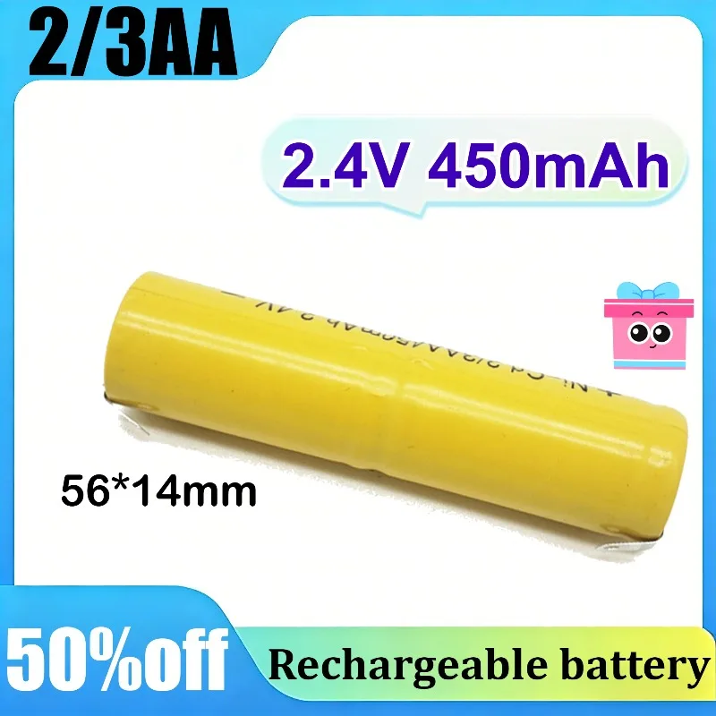 2Pcs-2.4V 2/3AA 450mAh for Flyco HS9216308 Electric Shaver Razor Hair Clipper NI-CD Rechargeable Battery