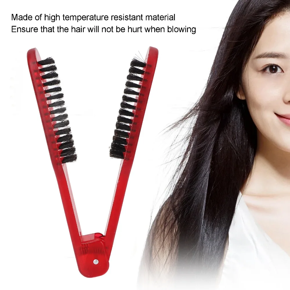 V-Shape Design Hair Straightening Brush Double Sides Portable Double Sided Hair Brush Splint Structure Convenient