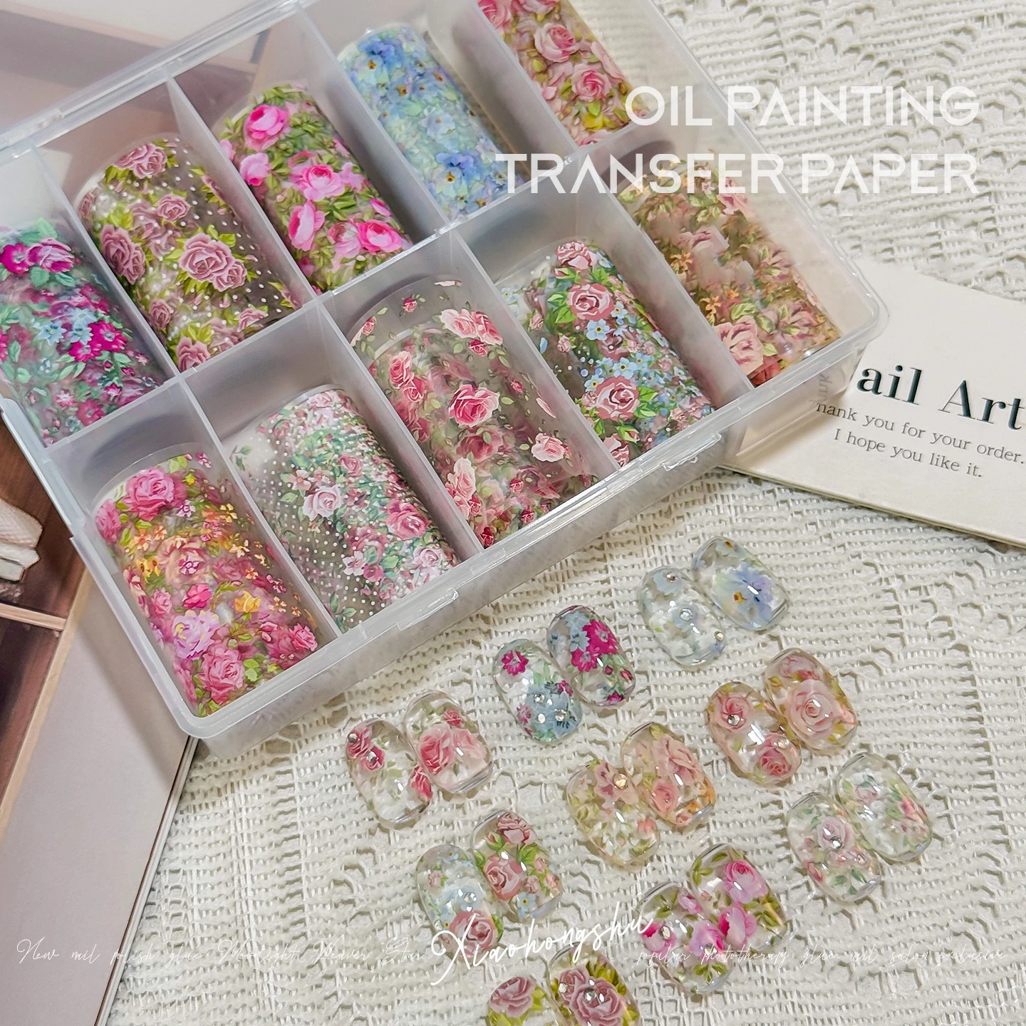 10 Rolls Rose Flower Nail Foils Multiflora Transfer Paper Decal Nail Art Stickers Floral DIY Manicure Nails Decoration Accessori