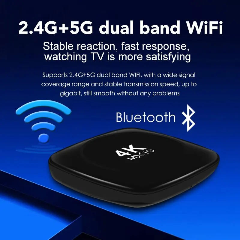 Pabrik MX10-4K Amlogic S905L2 Android 13 4K Tv Box Quad Core 2.4G/5G Wifi 100M Smart Set Top Box Media Player MX10-4K