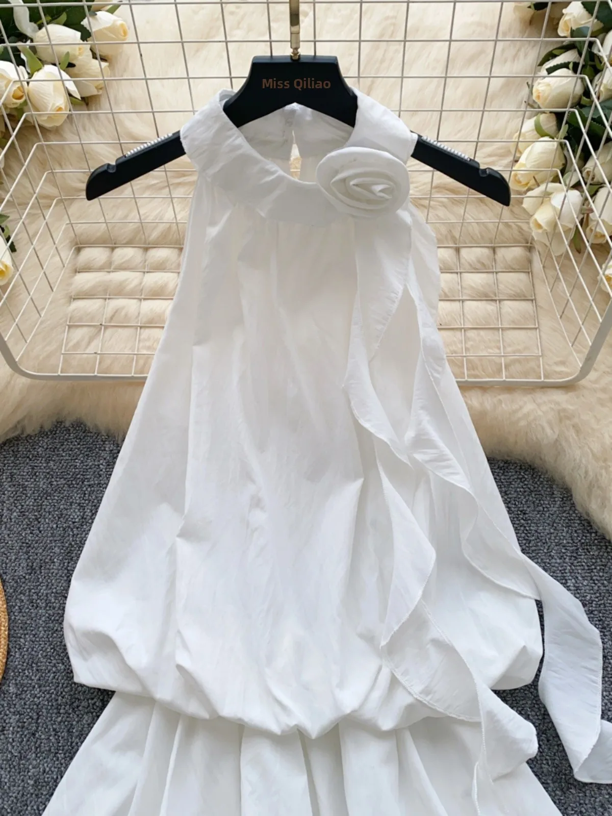 Date Night Gonna floreale ter Ne ort Abito da donna con vita Sa Cinching Bianco A-Line Dr Coreano Sle Pendolarismo