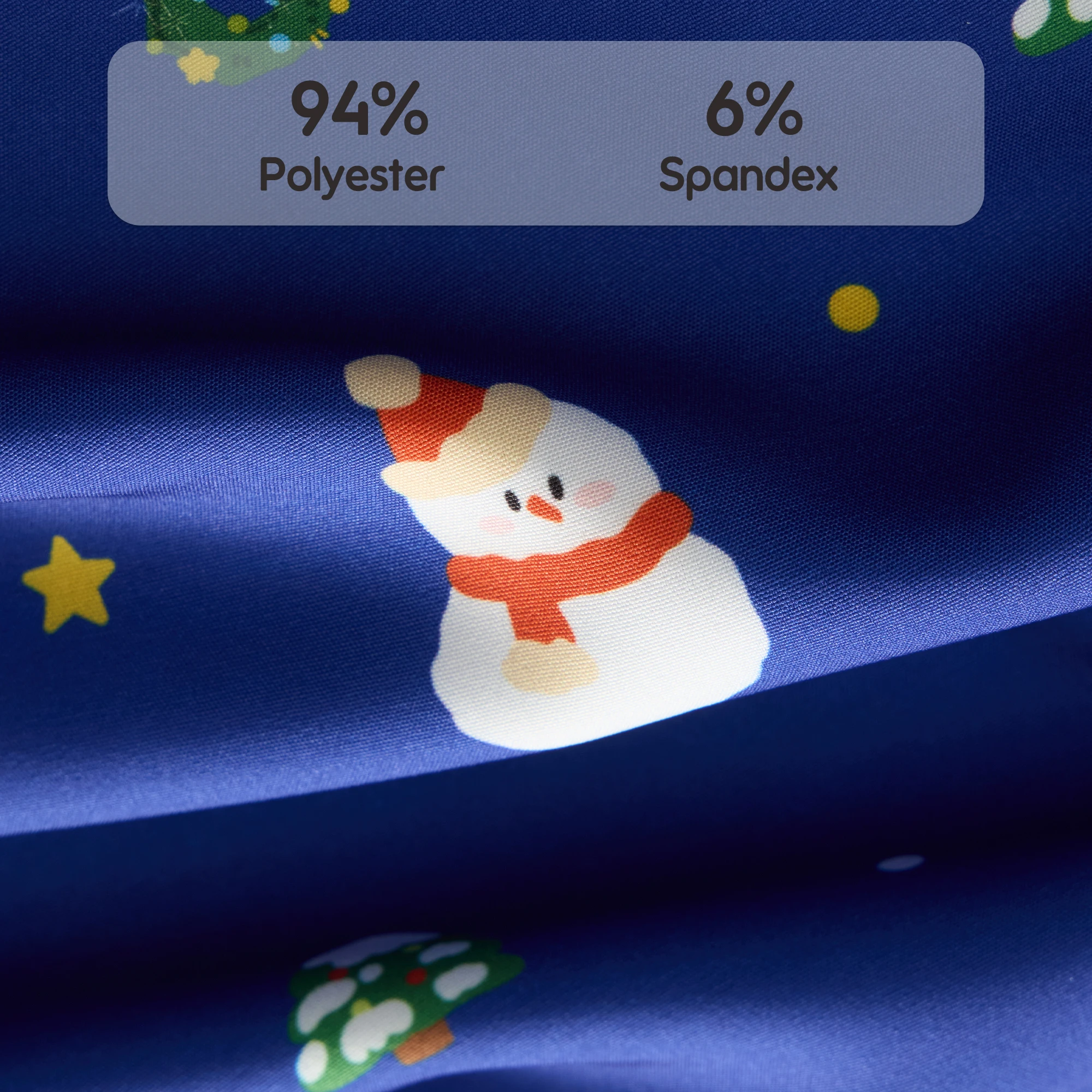 【クリスマス】女性用スクラブトップ ブルー スノーマンプリント 医療外科用漫画ユニフォーム ナース用ペット病院臨床用作業服