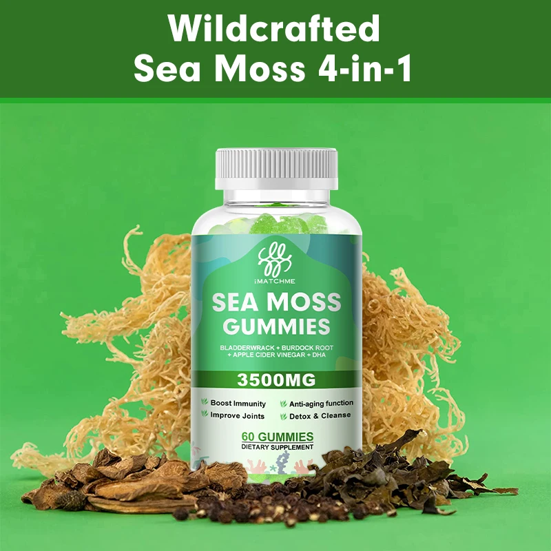 Sea Moss Gummies - Irish Sea Moss Advanced with Burdock Root, Bladderwrack & Muira Puama for Immunity, Gut, & Energy Iodine