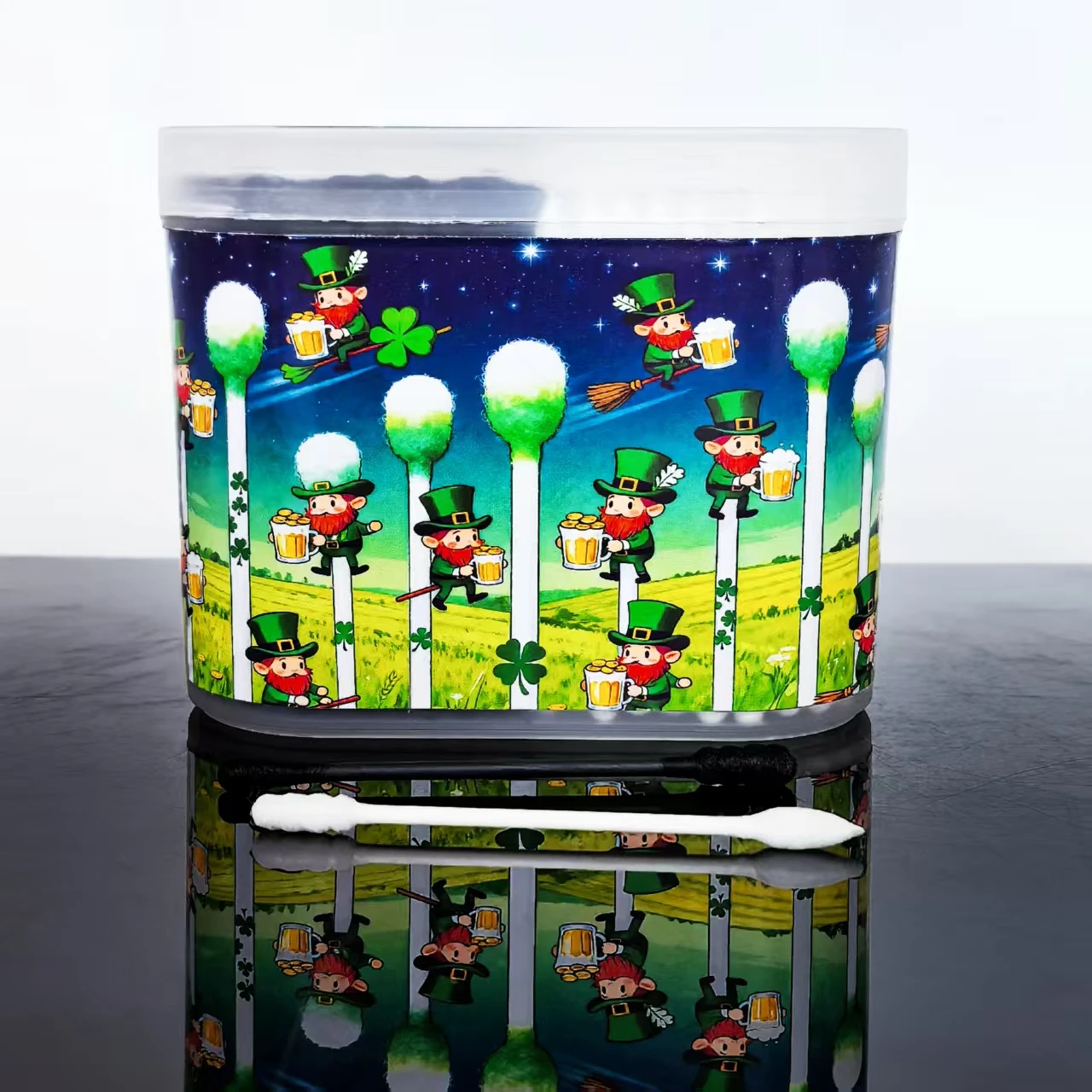 300 قطعة من مسحات القطن باللونين الأبيض والأسود لعيد القديس باتريك، أعواد قطنية برأسين للتنظيف اليومي، مسحات قطنية هدية للمهرجانات