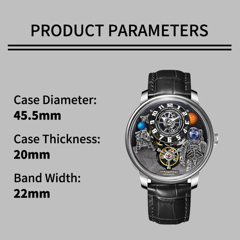 PINDU Design Men Wristwatches Top Brand Luxury Robot Astronaut Space Series Watch Men Sapphire Luminous Waterproof Watches