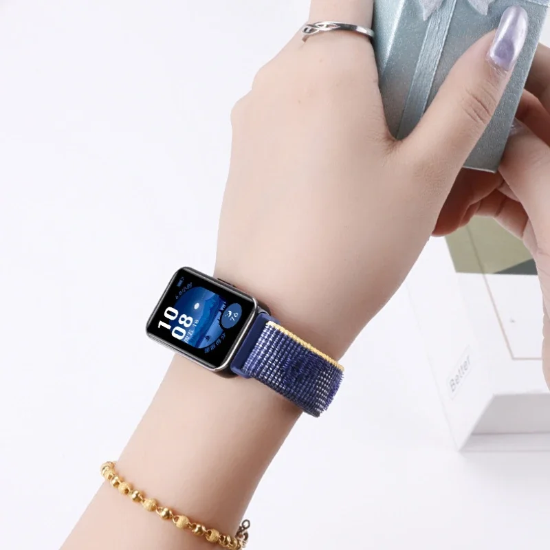 Nova pulseira de nylon para huawei band 10, pulseira confortável ajustável, correa para huawei band 10/9/8, substituição de cinto