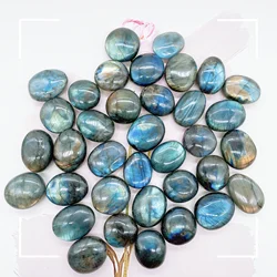 Natural Blue Color Labradorite Natural Stones Ornament  Labradorite Palm Stone Crystal Reiki Healing Decompression Blue Flash