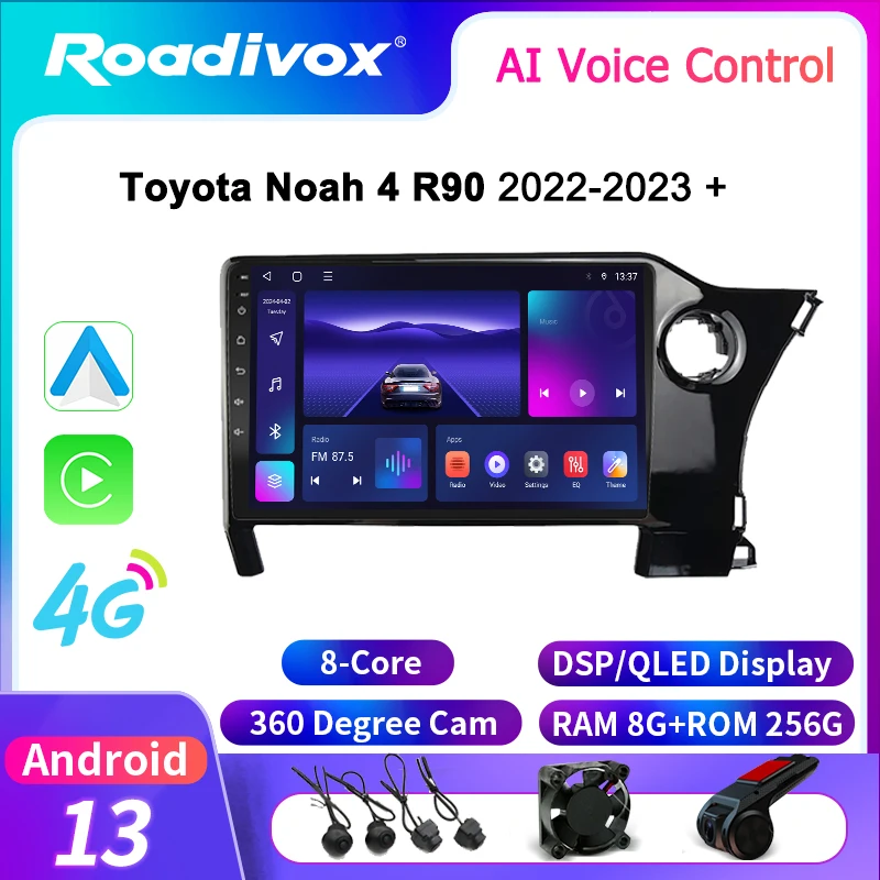 

Автомобильное радио Roadivox Android для Toyota Noah 4 R90 2022 2023, стерео GPS-навигация, видео, мультимедийный плеер, магнитофон, carplay