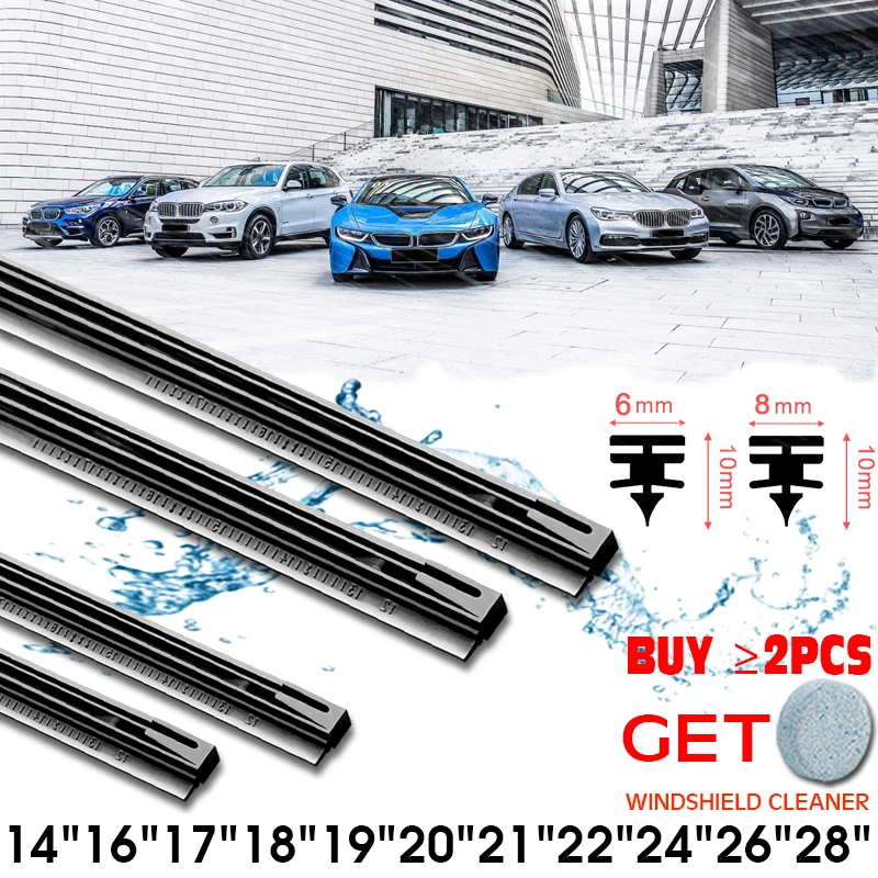 

Car Wiper blade Insert Natural Rubber Strip Windshield strips (Refill) 8mm 6mm 14"16"17"18"19"20"21"22"24"26"28" Car Accessories