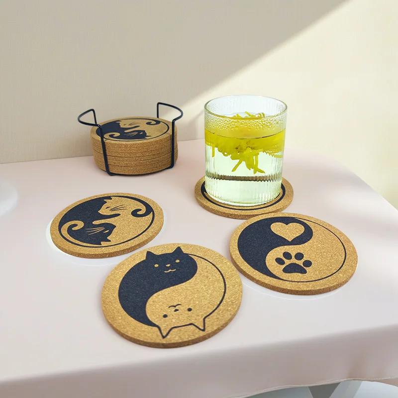 Cork Coaster Round Wooden Home Desktop Anti-scalding And Heat Insulation Office Water Cup Placemat